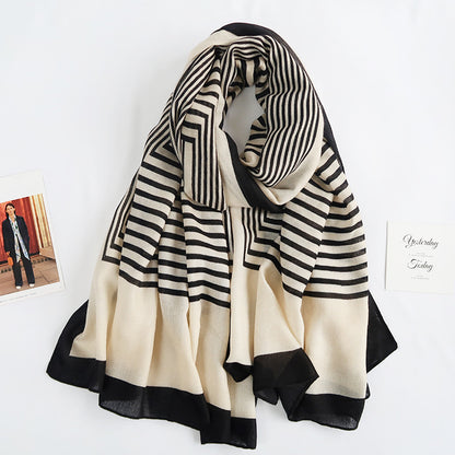 Cross-border Cotton and Linen Scarf Women's Japanese and Korean High-end Fashion Scarf Spring and Summer Sunscreen Warm Shawl Simple Scarf
