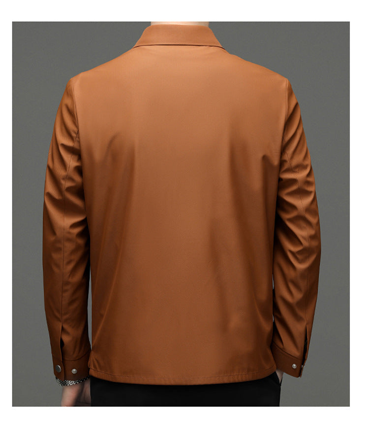 2026 Spring New Men's Jacket with Turn-Down Collar, Workwear Pockets, Short Style, Casual Top for Young and Middle-Aged Men, Trendy Men's Fashion