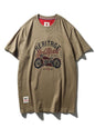 Summer men's American retro 220g technology sanding heavy industry wash cotton Ami khaji printed short sleeve solid color T-shirt