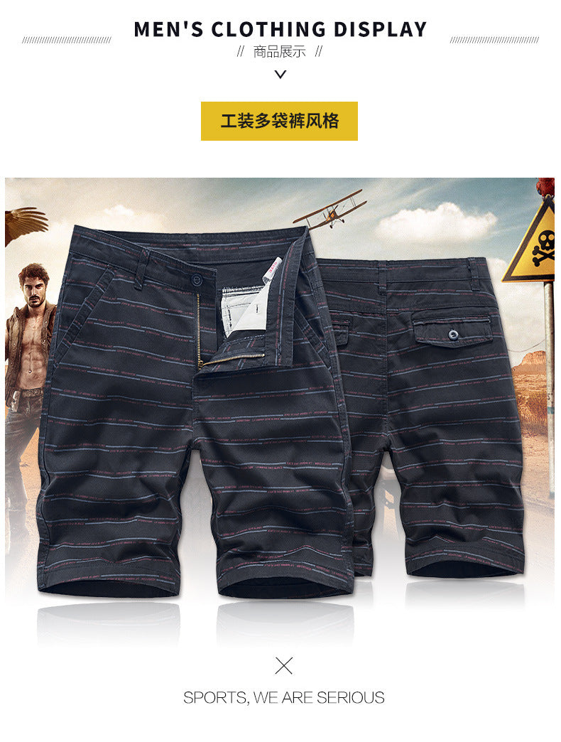 Casual Shorts Summer Men's Japanese-style Tooling All-match Solid Color Striped Claw Pants Boys Running Sports Men's Pants