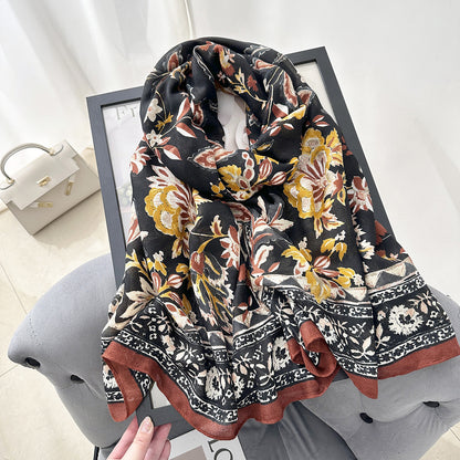 Cross-border Cotton and Linen Scarf Women's Japanese and Korean High-end Fashion Scarf Spring and Summer Sunscreen Warm Shawl Simple Scarf