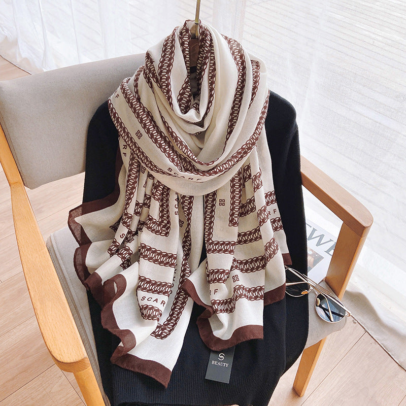 Cross-border Cotton and Linen Scarf Women's Japanese and Korean High-end Fashion Scarf Spring and Summer Sunscreen Warm Shawl Simple Scarf