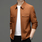 2026 Spring New Men's Jacket with Turn-Down Collar, Workwear Pockets, Short Style, Casual Top for Young and Middle-Aged Men, Trendy Men's Fashion