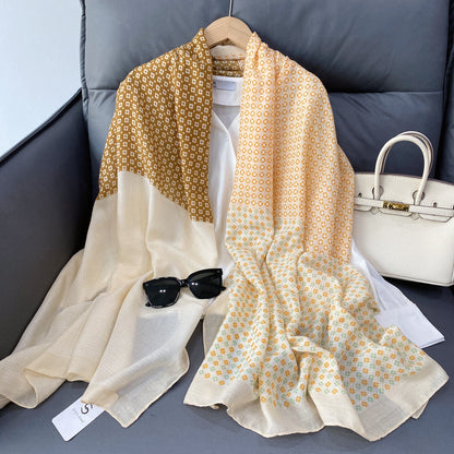 Cross-border Cotton and Linen Scarf Women's Japanese and Korean High-end Fashion Scarf Spring and Summer Sunscreen Warm Shawl Simple Scarf
