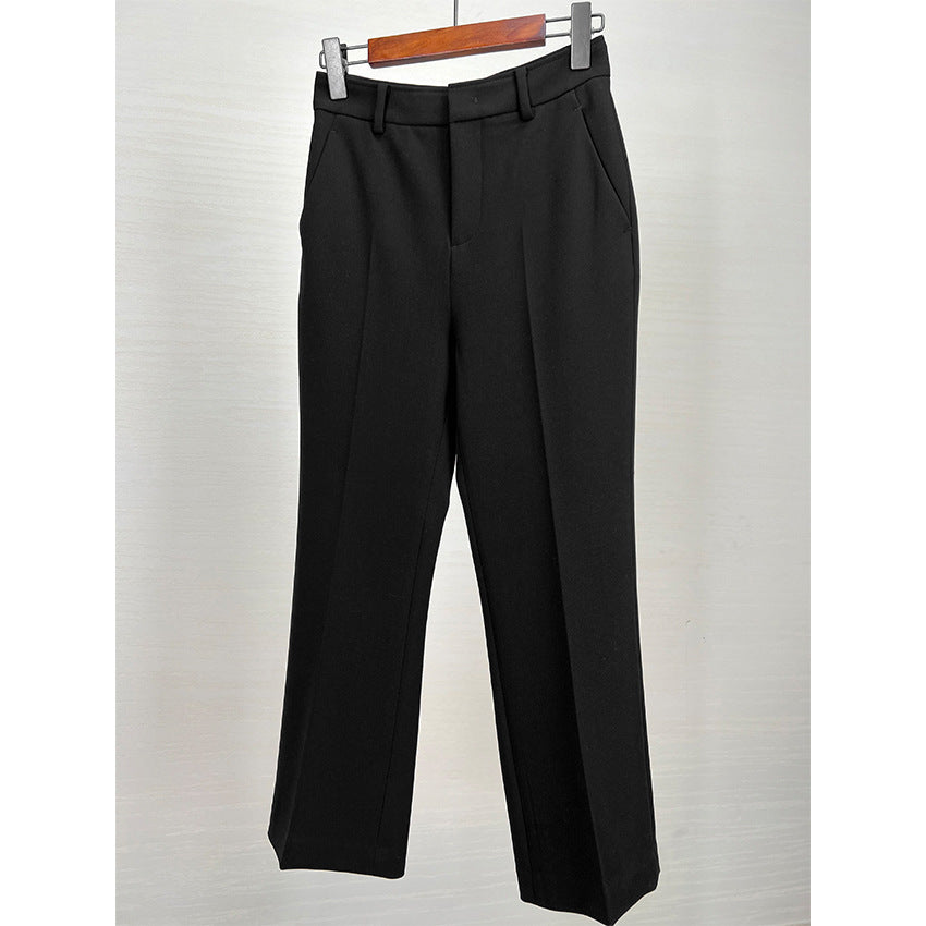 24 Spring and Autumn New Style Women's Suit Pants with Strong Draping Effect, Comfortable and Non-Tight, Commuter Pencil Pants, Versatile Nine-Point Straight-Leg Pants, High Waist