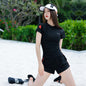 Swimsuit Female Student Sports Girl Conservative Split Boxer Long-Sleeved Swimsuit Hot Spring New 2025 Sun Protection Slimming Look