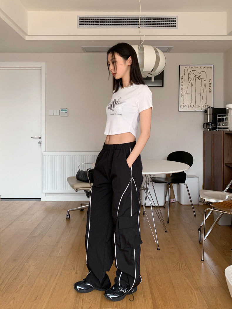 Dorothy Casual  High-Waisted Jogger Pants Loose Patchwork Cargo Pants Women's Color-Blocking