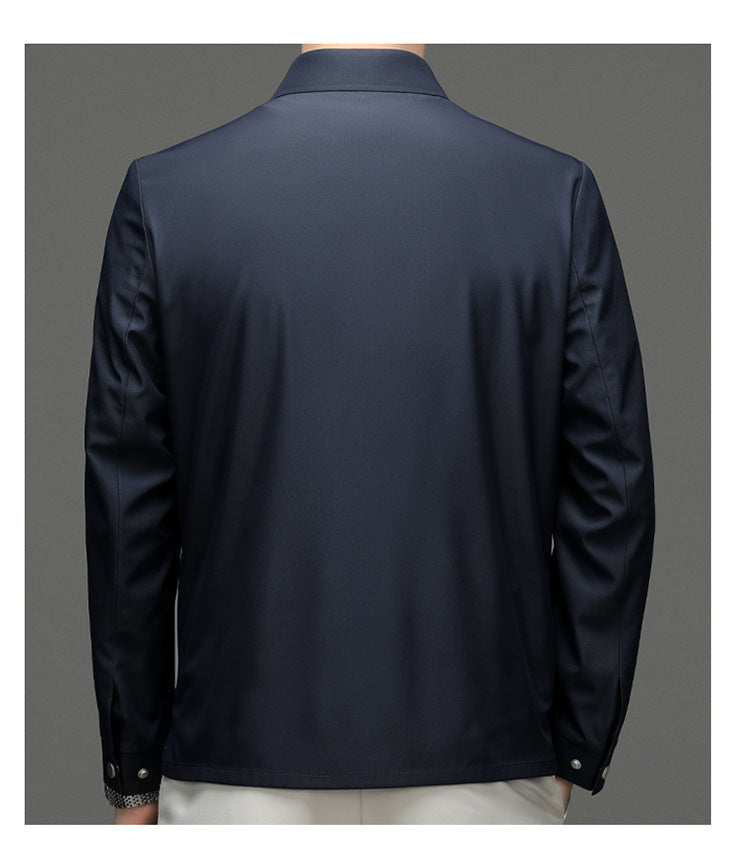 2026 Spring New Men's Jacket with Turn-Down Collar, Workwear Pockets, Short Style, Casual Top for Young and Middle-Aged Men, Trendy Men's Fashion