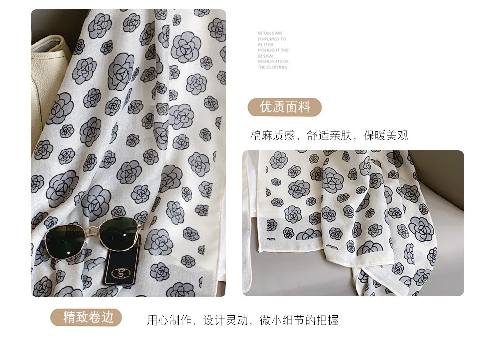 Cross-border Cotton and Linen Scarf Women's Japanese and Korean High-end Fashion Scarf Spring and Summer Sunscreen Warm Shawl Simple Scarf