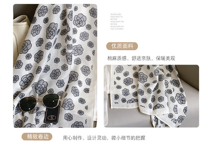 Cross-border Cotton and Linen Scarf Women's Japanese and Korean High-end Fashion Scarf Spring and Summer Sunscreen Warm Shawl Simple Scarf