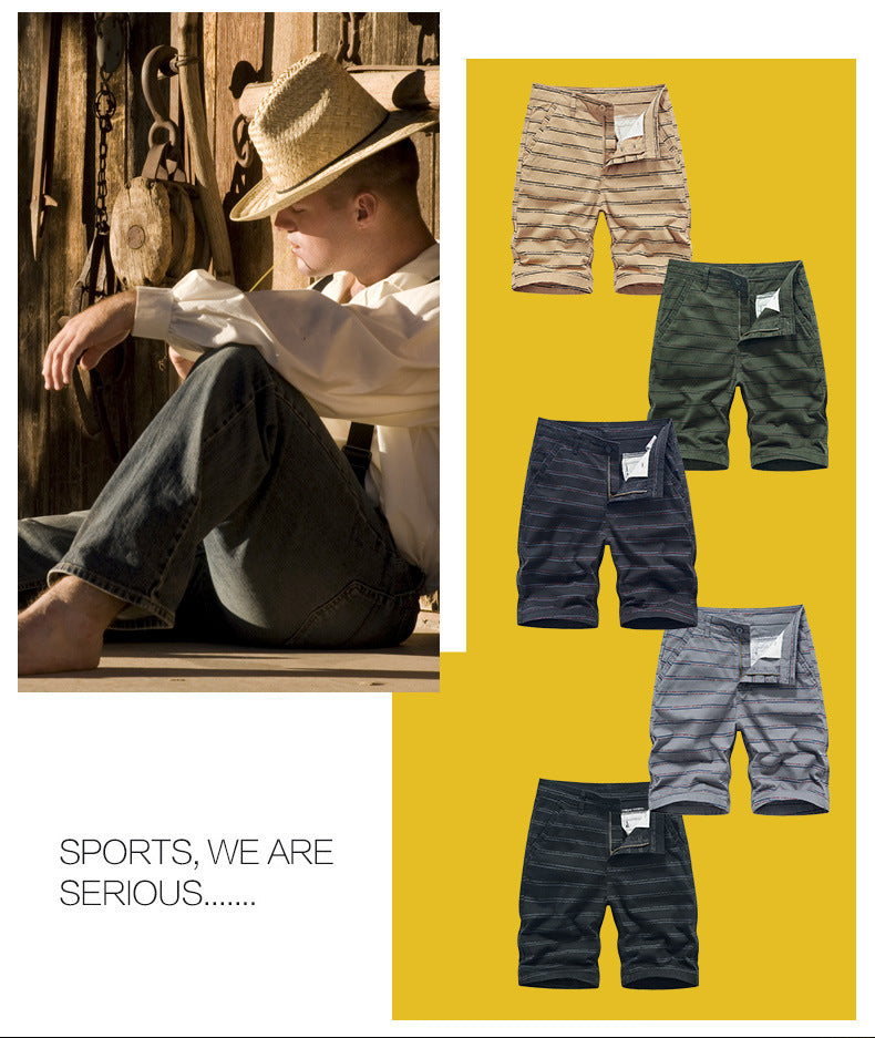 Casual Shorts Summer Men's Japanese-style Tooling All-match Solid Color Striped Claw Pants Boys Running Sports Men's Pants