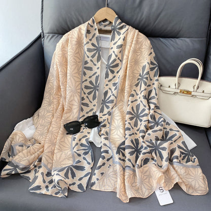 Cross-border Cotton and Linen Scarf Women's Japanese and Korean High-end Fashion Scarf Spring and Summer Sunscreen Warm Shawl Simple Scarf