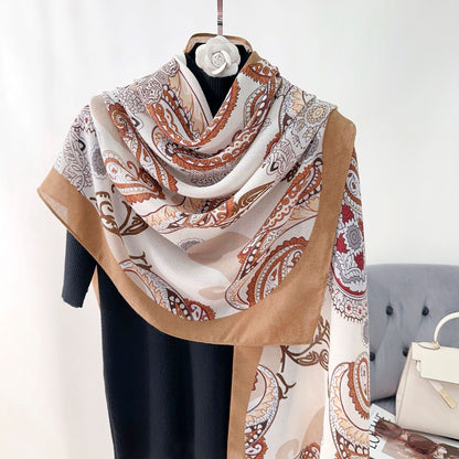 Cross-border Cotton and Linen Scarf Women's Japanese and Korean High-end Fashion Scarf Spring and Summer Sunscreen Warm Shawl Simple Scarf