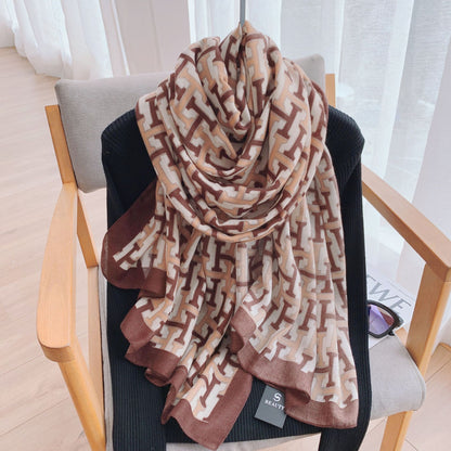 Cross-border Cotton and Linen Scarf Women's Japanese and Korean High-end Fashion Scarf Spring and Summer Sunscreen Warm Shawl Simple Scarf