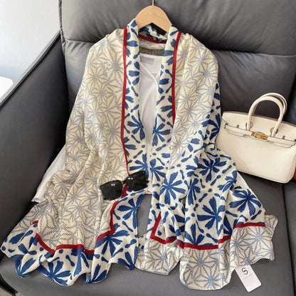 Cross-border Cotton and Linen Scarf Women's Japanese and Korean High-end Fashion Scarf Spring and Summer Sunscreen Warm Shawl Simple Scarf