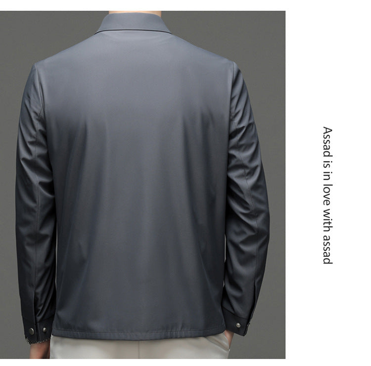 2026 Spring New Men's Jacket with Turn-Down Collar, Workwear Pockets, Short Style, Casual Top for Young and Middle-Aged Men, Trendy Men's Fashion