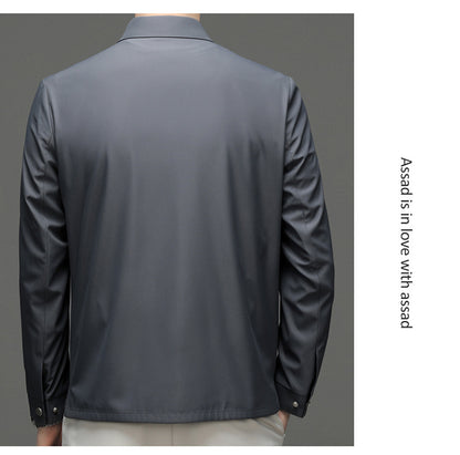 2026 Spring New Men's Jacket with Turn-Down Collar, Workwear Pockets, Short Style, Casual Top for Young and Middle-Aged Men, Trendy Men's Fashion