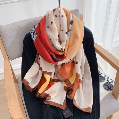 Cross-border Cotton and Linen Scarf Women's Japanese and Korean High-end Fashion Scarf Spring and Summer Sunscreen Warm Shawl Simple Scarf