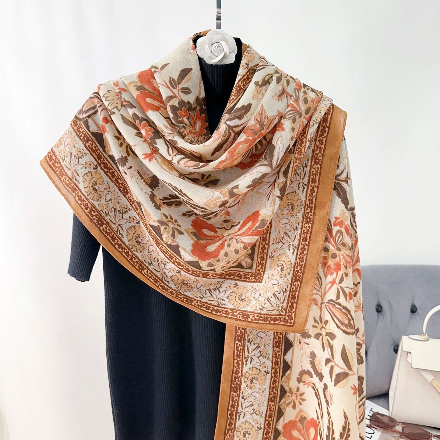 Cross-border Cotton and Linen Scarf Women's Japanese and Korean High-end Fashion Scarf Spring and Summer Sunscreen Warm Shawl Simple Scarf