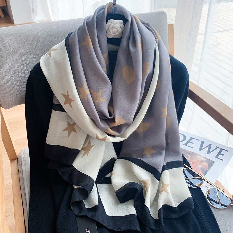 Cross-border Cotton and Linen Scarf Women's Japanese and Korean High-end Fashion Scarf Spring and Summer Sunscreen Warm Shawl Simple Scarf