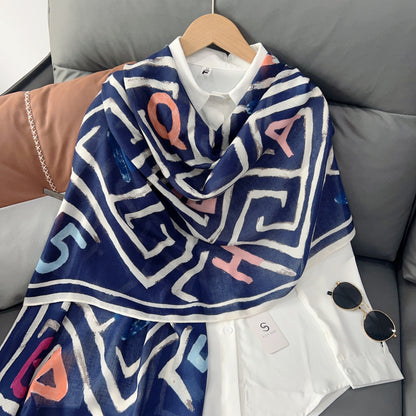 Cross-border Cotton and Linen Scarf Women's Japanese and Korean High-end Fashion Scarf Spring and Summer Sunscreen Warm Shawl Simple Scarf